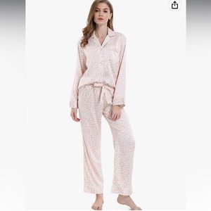 Pink Satin Leopard Pajamas